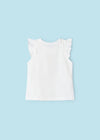 T-Shirt manica volant bambina Mayoral stampa "SUN" bianca