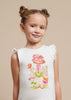 T-Shirt manica volant bambina Mayoral stampa "SUN" bianca