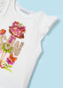 T-Shirt manica volant bambina Mayoral stampa "SUN" bianca