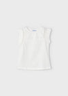 Mayoral Cream Fresh Cotton Perforated Sleeveless T-Shirt for Girls