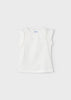 Mayoral Cream Fresh Cotton Perforated Sleeveless T-Shirt for Girls