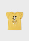 T-Shirt stampata bambina Mayoral "Giraffa" gialla