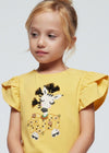 T-Shirt stampata bambina Mayoral "Giraffa" gialla