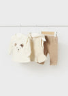 Tuta 3 pezzi neonata Mayoral Newborn tema orsetto beige - ErreGiModaBimbo