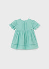 Mayoral pink pleated lined dress with bows for newborns