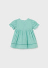 Mayoral pink pleated lined dress with bows for newborns