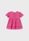 Mayoral pink pleated lined dress with bows for newborns