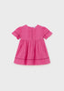 Mayoral pink pleated lined dress with bows for newborns