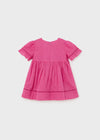 Mayoral pink pleated lined dress with bows for newborns