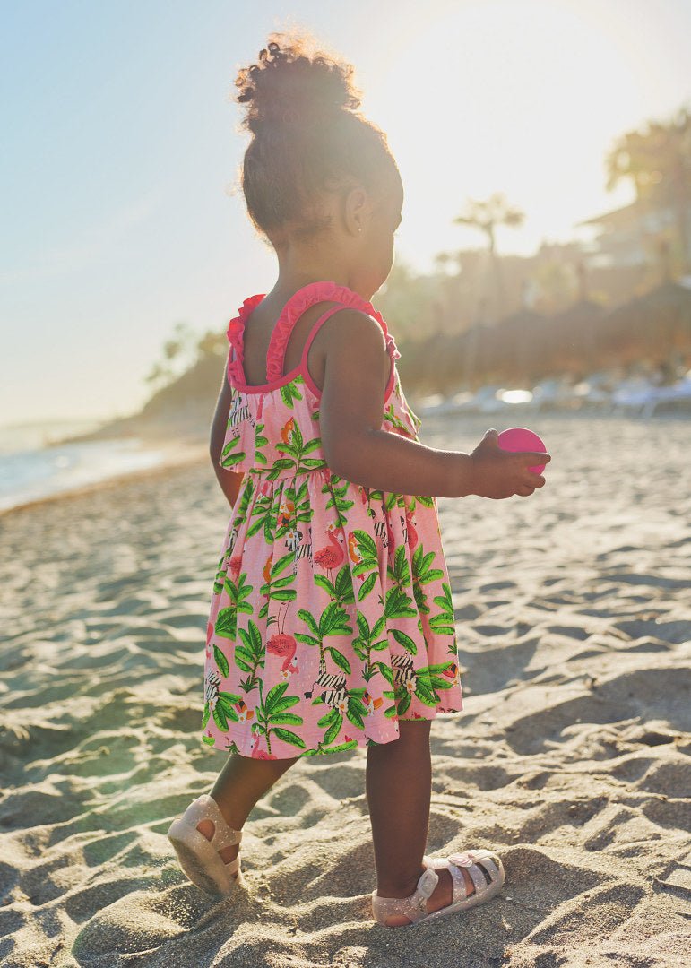 Vestito cotone stampa tropicale neonata Mayoral rosa - ErreGiModaBimbo