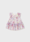 Vestito foderato fresco cotone neonata Newborn Mayoral floreale in tulle