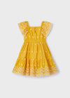 Vestito ricamo contrasti fresco cotone bambina Mayoral giallo miele