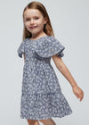 Vestito bambina Mayoral fantasia floreale righe blu