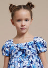 Vestito stampato fresco cotone bambina Mayoral blu floreale