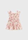 Mayoral pink pleated lined dress with bows for newborns