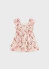 Mayoral pink pleated lined dress with bows for newborns