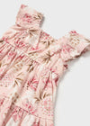 Mayoral pink pleated lined dress with bows for newborns