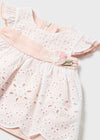 Vestito traforato neonata Mayoral Newborn bianco e rosa