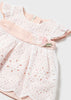 Vestito traforato neonata Mayoral Newborn bianco e rosa