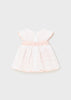 Vestito traforato neonata Mayoral Newborn bianco e rosa