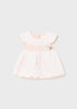 Vestito traforato neonata Mayoral Newborn bianco e rosa