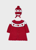 Vestito tricot neonata Mayoral con cuffietta rosso - ErreGiModaBimbo